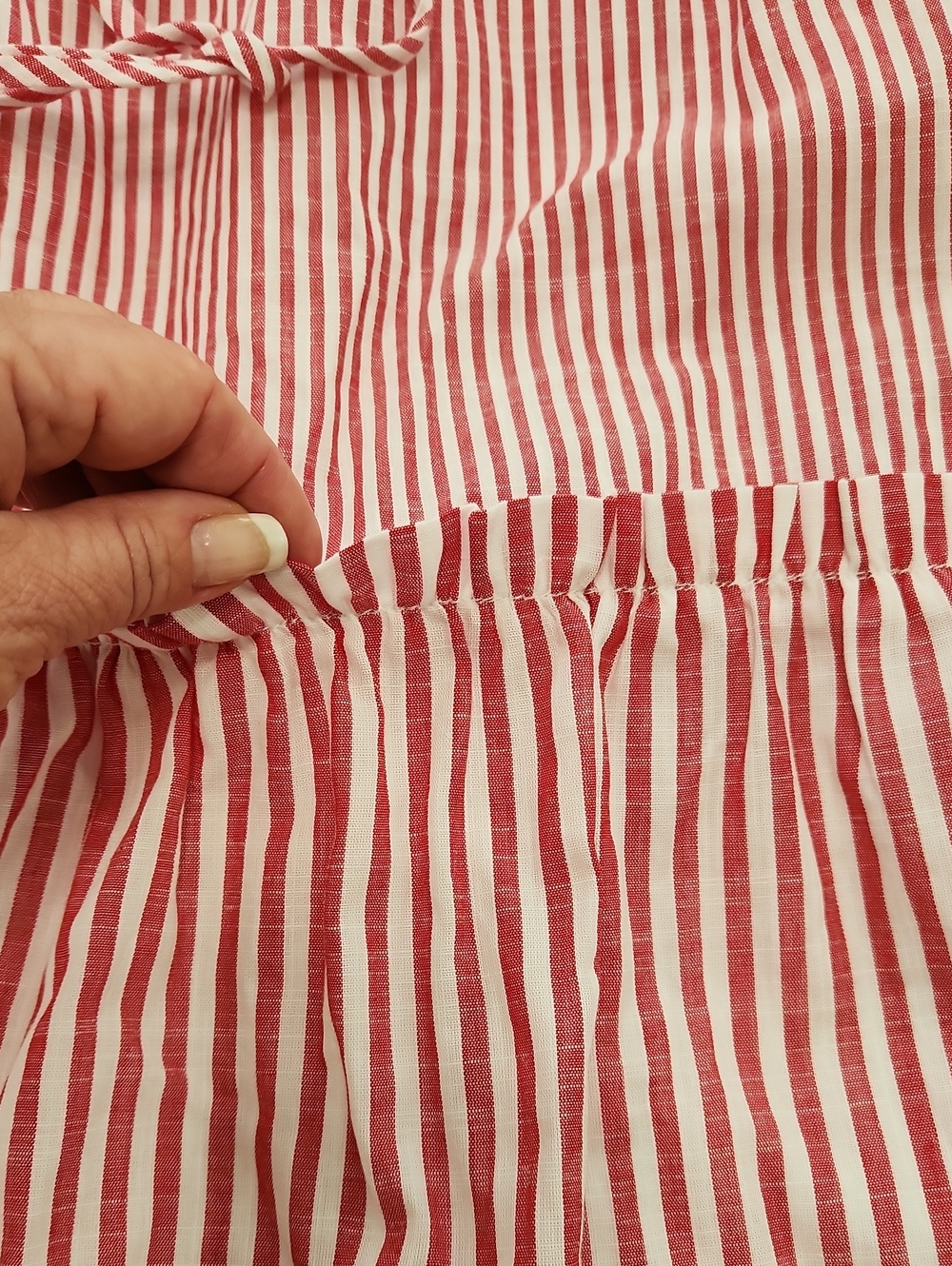 DRAPER JAMES RSVP Puff Sleeve Tiered Maxi Dress Red White Striped Size Medium - Picture 14 of 16